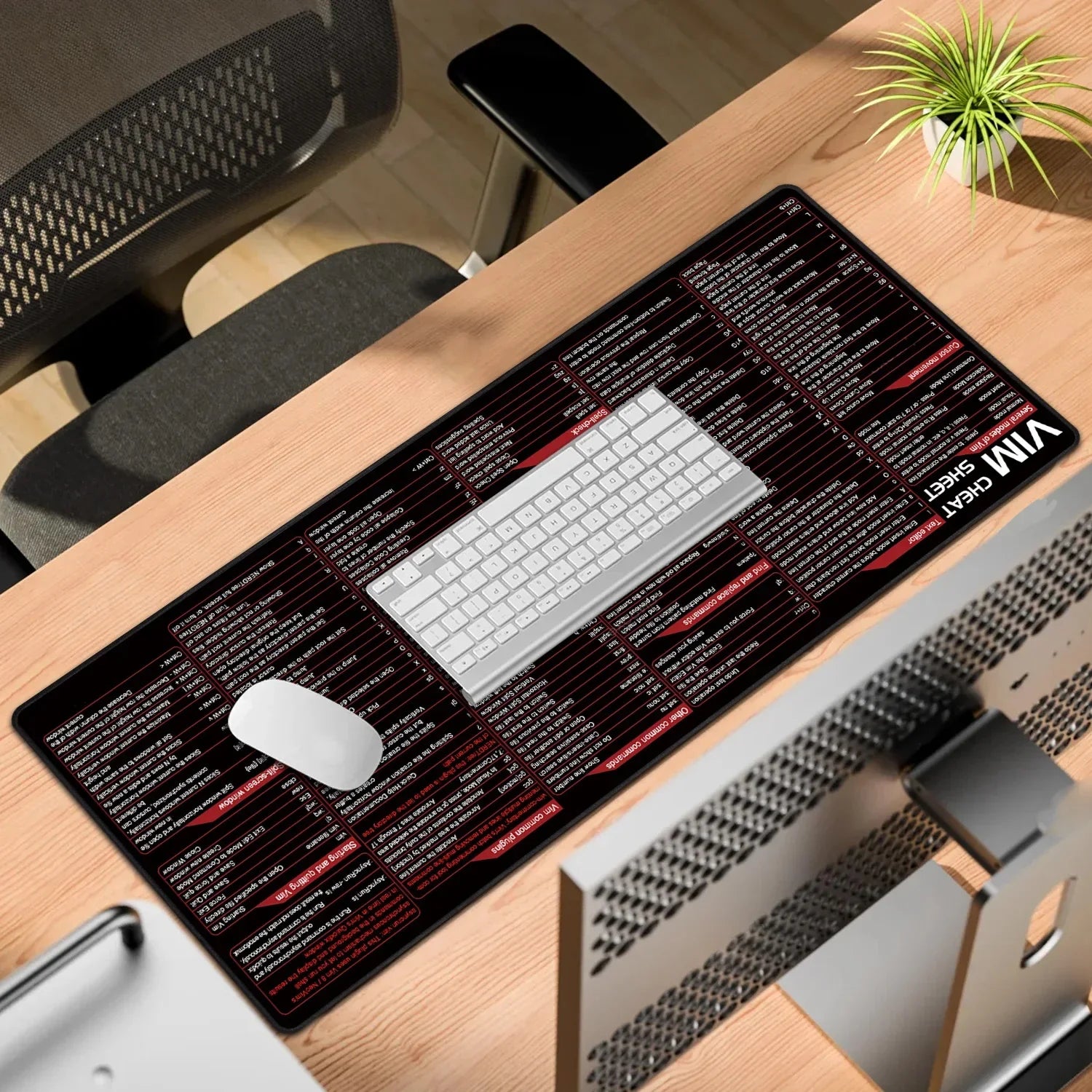 Vim Mouse Pad Large Linux Text Editor Cheat Sheet Shortcut Mousepad for Programing Engineer Non-Slip Stitched Edge Desk Mat by DarkByteGear