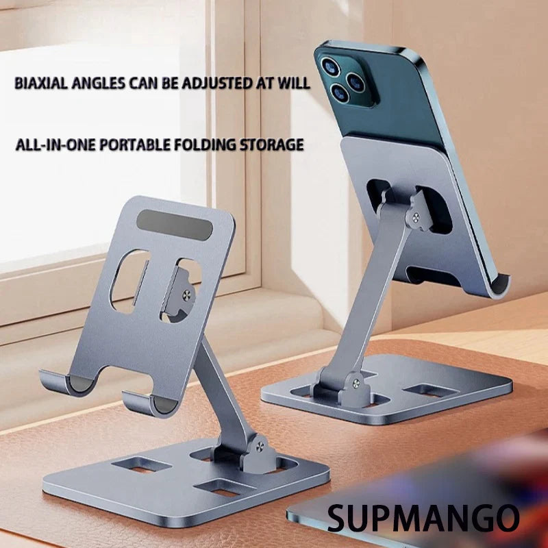 Folding Portable Desktop Metal Mobile Phone Stand Desk Lazy Stand Universal Support Stand for Mobile Phones and Tablets by DarkByteGear