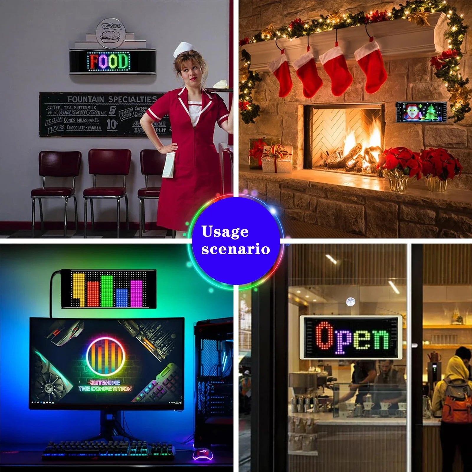 LED Matrix Pixel Panel Display Screen Flexible RGB Car Pattern Graffiti Scrolling Text Animation Shop Reminder Light Bluetooth by DarkByteGear