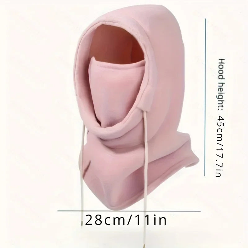Winter Balaclava Hooded Scarf - Warm Neck Gaiter with Hood for Outdoor Activities, Cycling, Skiing - Black, Pink, Khaki by DarkByteGear