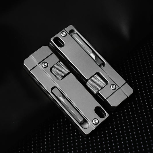 Titanium Functional Keychain Multifunctional Outdoor Portable EDC Tool With Screwdriver Also Can Unscrew Hexagonal Nut by DarkByteGear