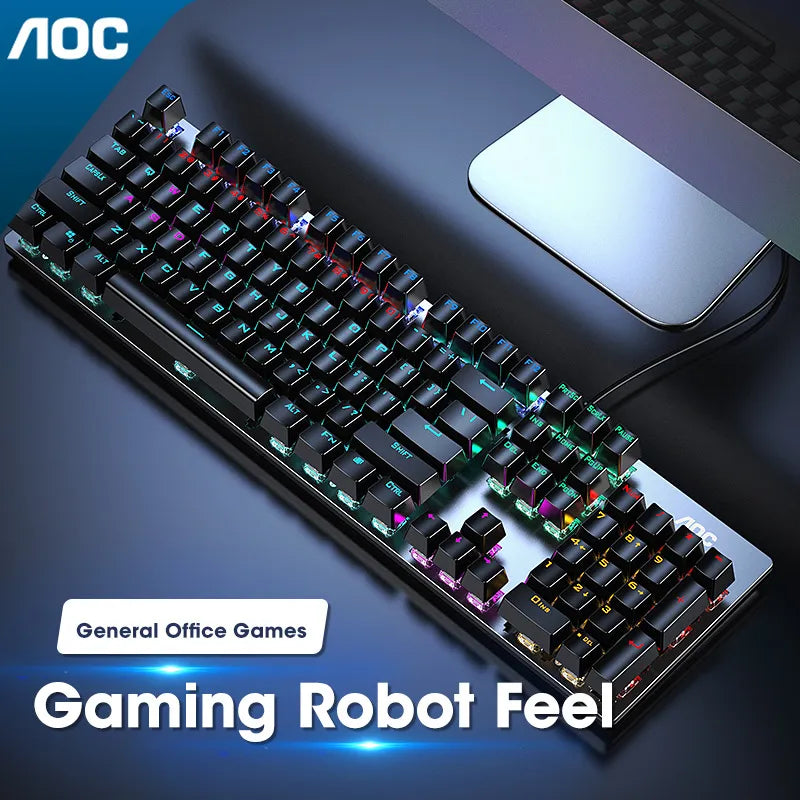GK410 104 Keys Metal Panel Mechanical Keyboard RGB Light by DarkByteGear