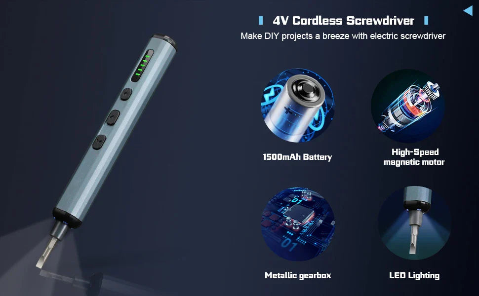 Precision Electric Screwdriver Set 68 in 1 Cordless 64 S2 Precision Drill Bits 5 Torque Settings LED Hand Repair Tool Kit by DarkByteGear