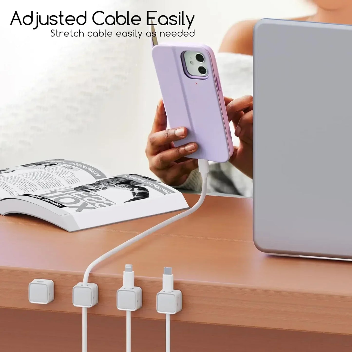 6PCS Magnetic Cable Clips Cable Smooth Adjustable Cord Holder Under Desk Cable Management Wire Keeper Cable Organizer Holder by DarkByteGear