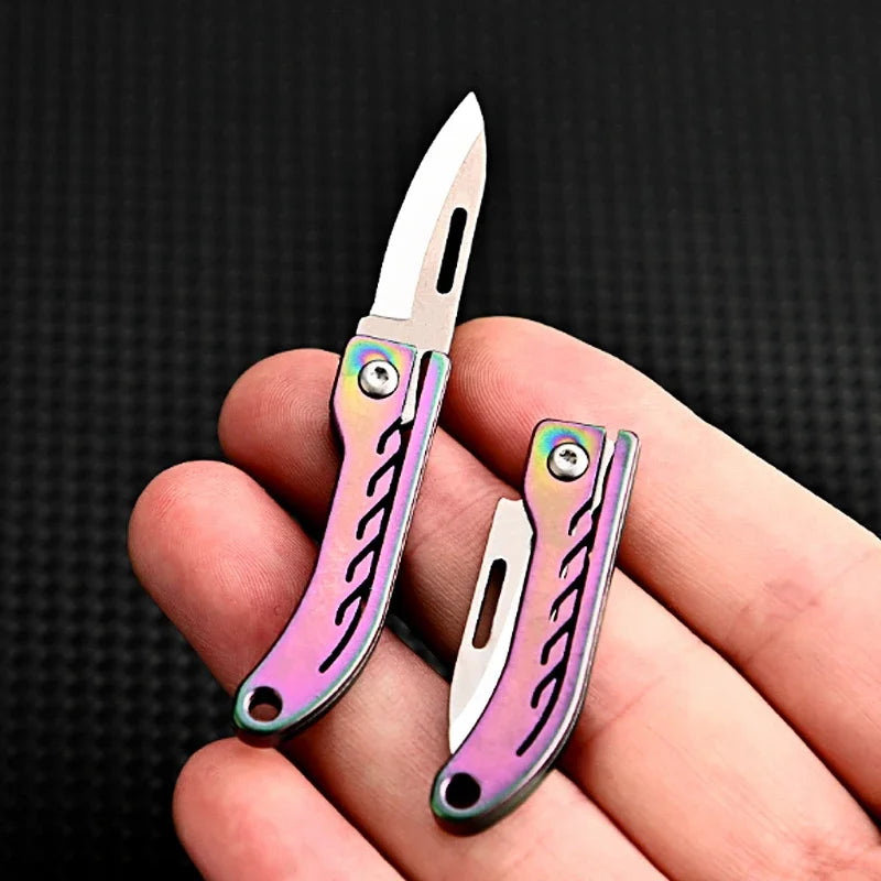 Titanium Alloy Mini Folding Knife for Outdoor Camping EDC Portable Unboxing Sharp Knife with High Hardness D2 Blade by DarkByteGear