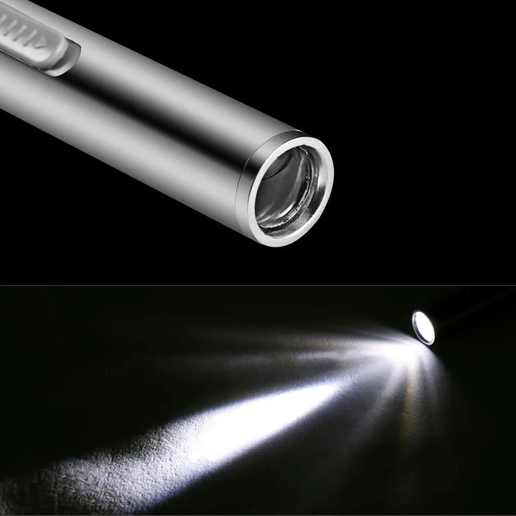 Mini Portable Medical Handy LED Pen Light Flashlight USB Rechargeable Dentist Nurse Torch with Stainless Steel Clip by DarkByteGear