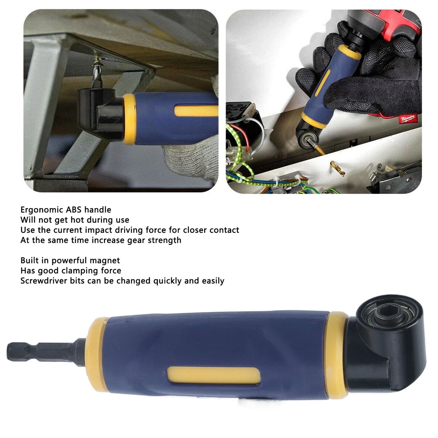 Right Angle Drill Adaptor 90 Degree Yellow Blue Drills Attachment Extension Driver Yellow Blue Extension Driver by DarkByteGear
