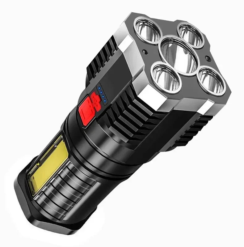 5LED High Power Led Flashlights Rechargeable Camping Spotlight with Side Light 3 Lighting Modes for Camping Adventure Outdoor by DarkByteGear