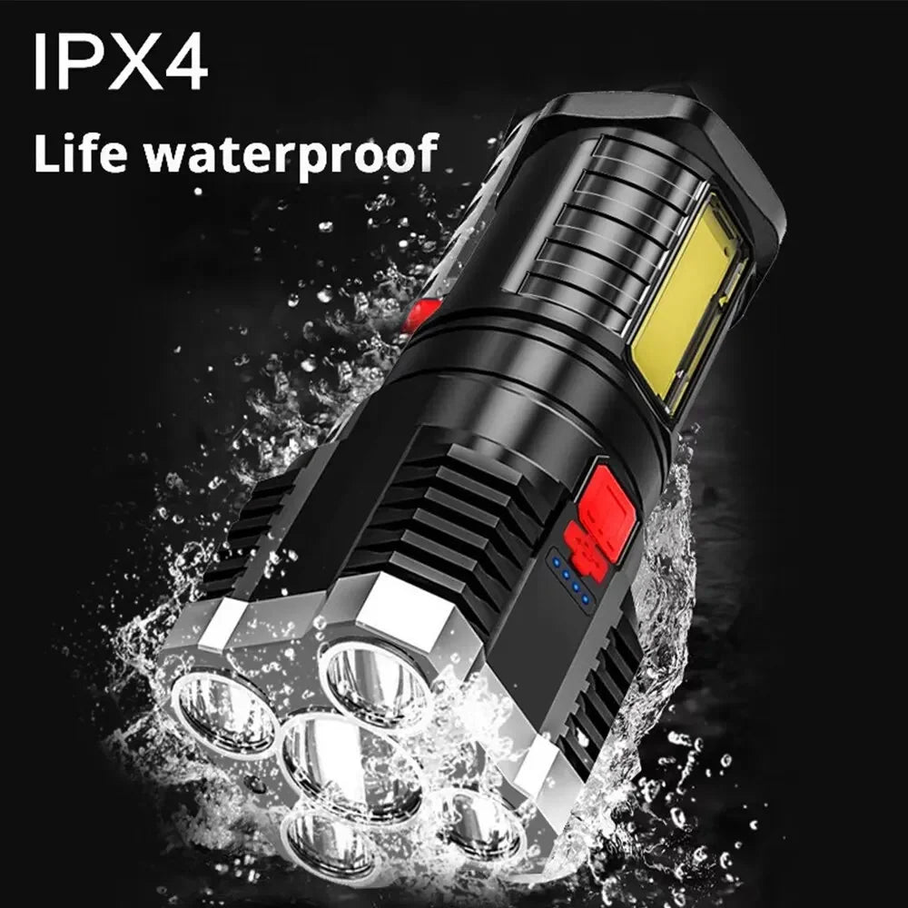 5LED High Power Led Flashlights Rechargeable Camping Spotlight with Side Light 3 Lighting Modes for Camping Adventure Outdoor by DarkByteGear
