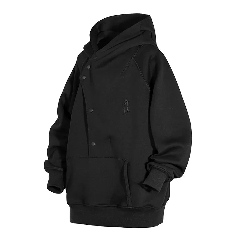 Unisex Oblique Placket Hooded Sweater by DarkByteGear