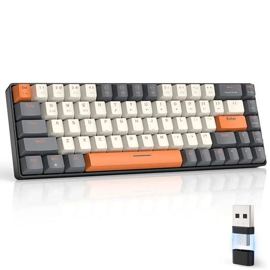 60% Wireless Mechanical Keyboard Bluetooth Dual Mode Hot-Swappable Mini 68-Key Red Switch for PC PS4 Xbox iPhone iPad by DarkByteGear