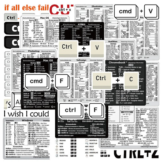 30PCS Shortcut Key Tips Waterproof Computer Sticker DIY Keyboard ipad Laptop And Desktop Student Gift Decoration Toy Sticker by DarkByteGear