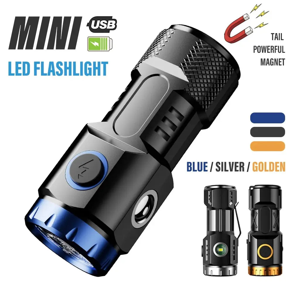 MINI Rechargeable LED Flashlight Camping Light With Side Lights and Lampshade Tail with Magnet Suitable for Exploring, Camping by DarkByteGear