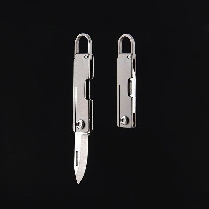Titanium alloy pocket knife with sharp folding edge, portable keychain pendant, unboxing and unpacking, express knife by DarkByteGear