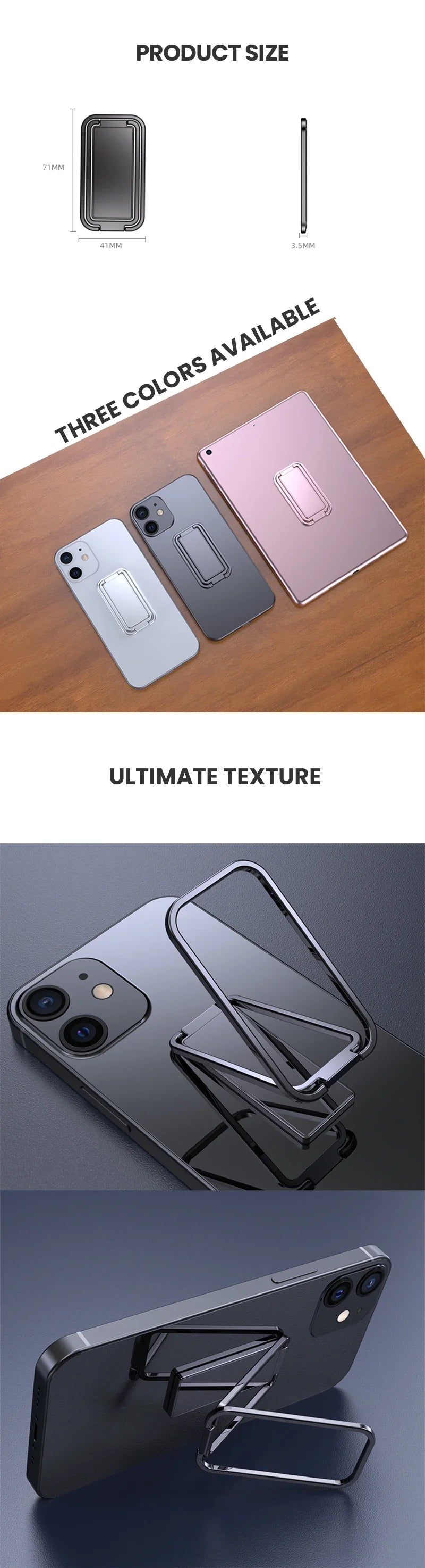 Metal Universal Finger Ring Phone Holder Stand Bracket Mini Phone Holder 360 Degree Rotating for Mobile Phone Pad Back Sticker by DarkByteGear