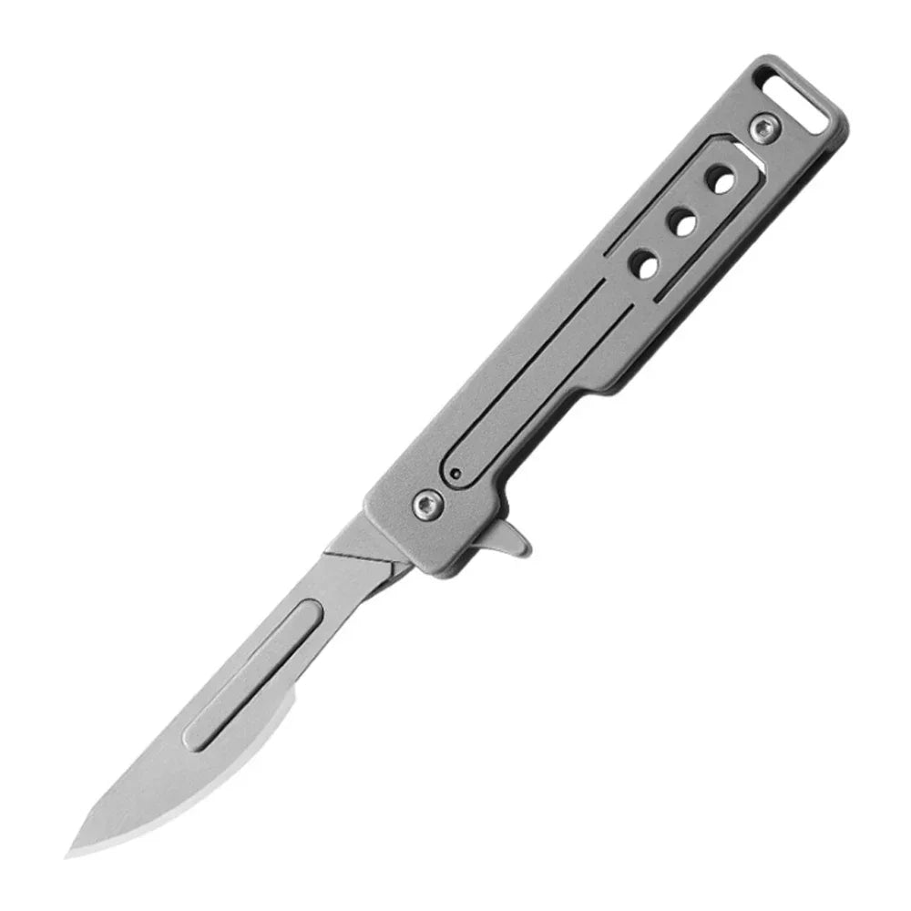Titanium Alloy Scalpel Fast Open Folding Knife EDC Unpacking Pocket Knife Outdoor Camping Knife with 10pcs Replaceable Blades by DarkByteGear