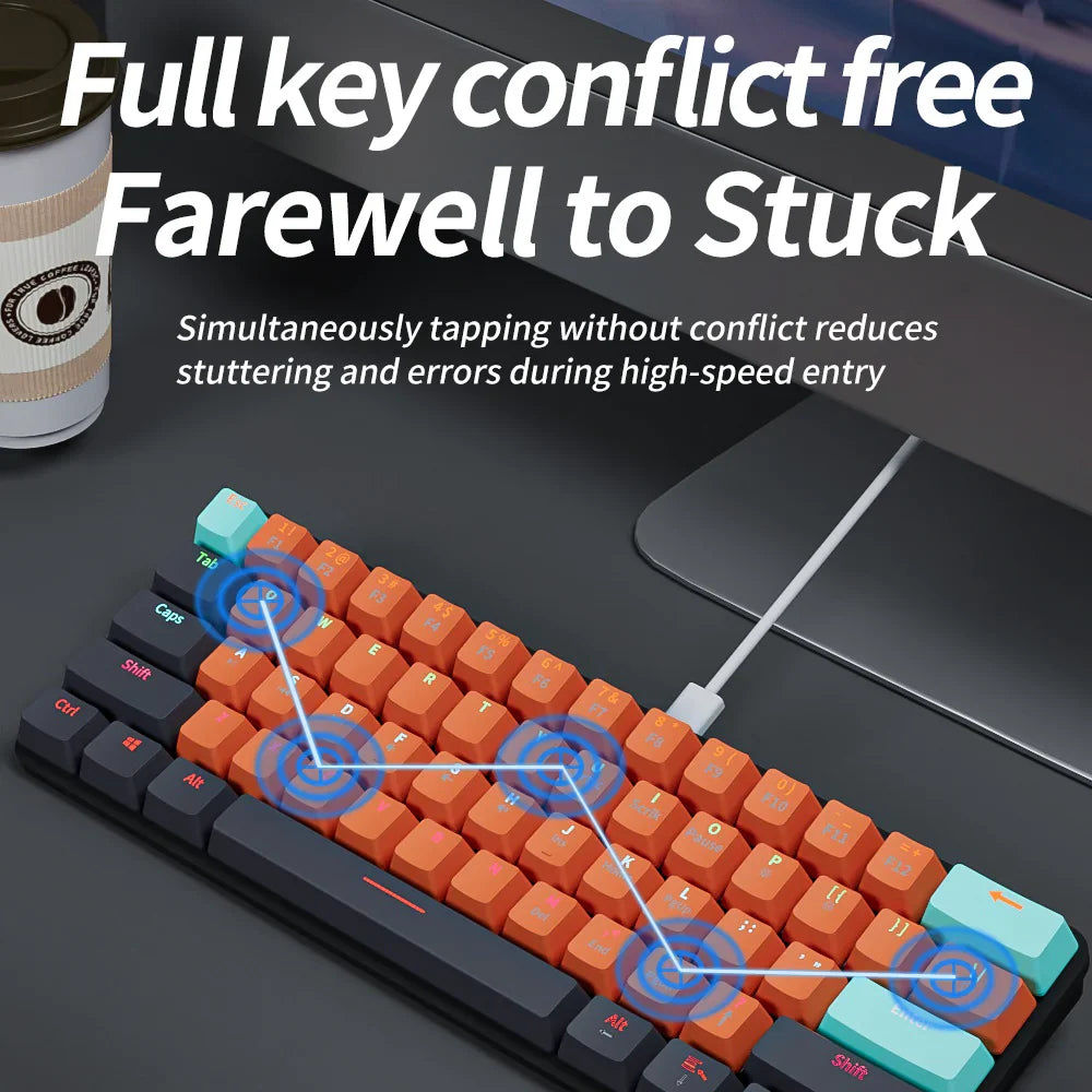 MUCAI MKA610 USB Mini Mechanical Gaming Wired Keyboard by DarkByteGear