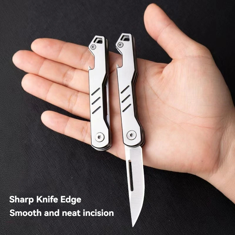 Mini outdoor stainless steel folding knife, portable express keychain, multifunctional portable kitchen fruit folding knife by DarkByteGear