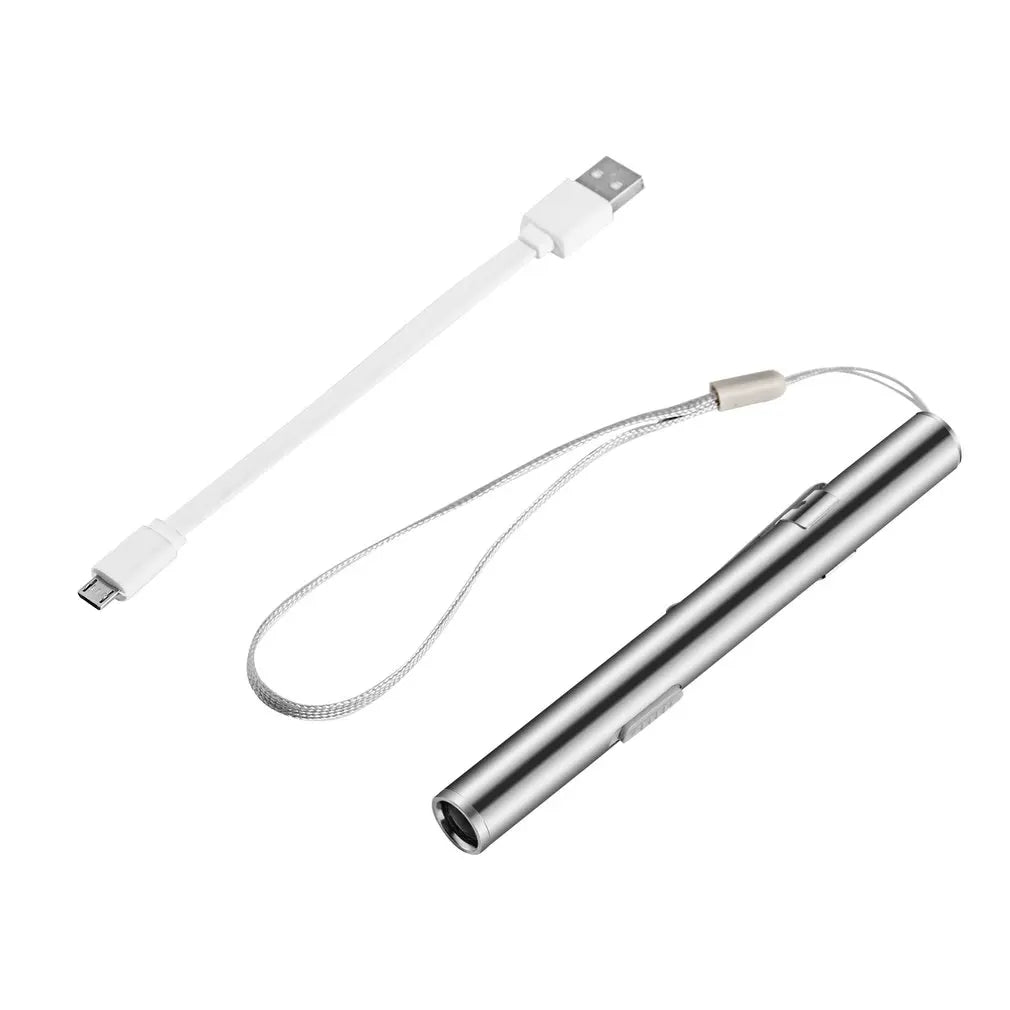 Mini Portable Medical Handy LED Pen Light Flashlight USB Rechargeable Dentist Nurse Torch with Stainless Steel Clip by DarkByteGear