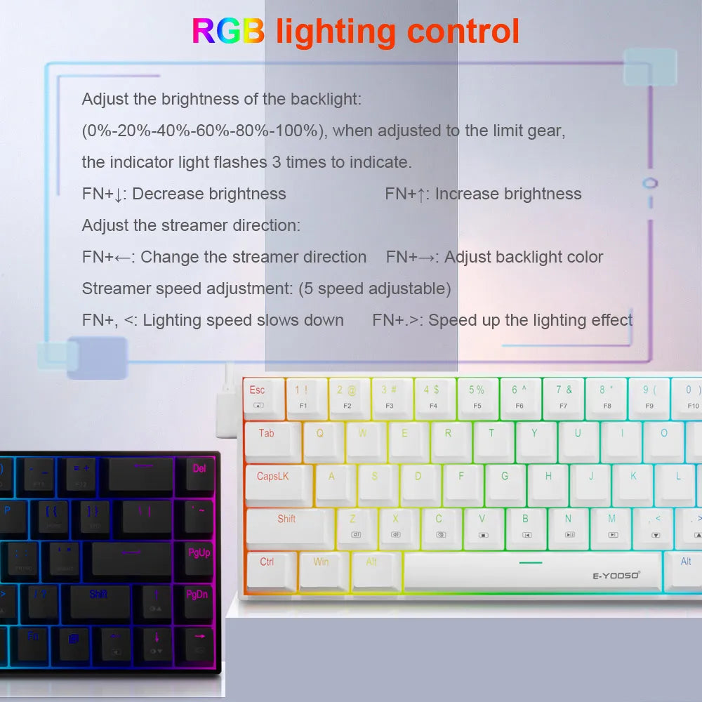 E-YOOSO Z686 RGB USB 60% Mini slim Mechanical Wired Keyboard by DarkByteGear