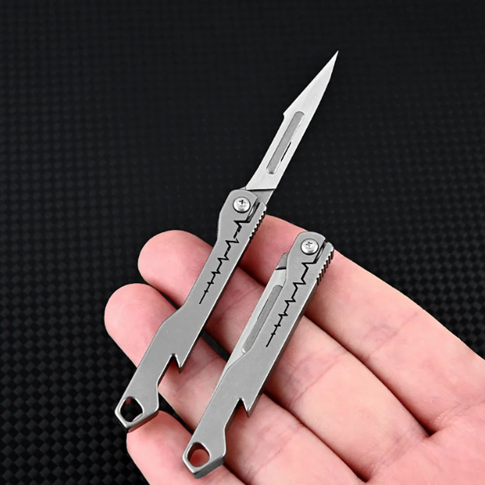 titanium alloy Bottle Opener Scalpel Folding Knife High Hardness Mini Outdoor Survival Camping Portable EDC Tool 10 Blade Free by DarkByteGear