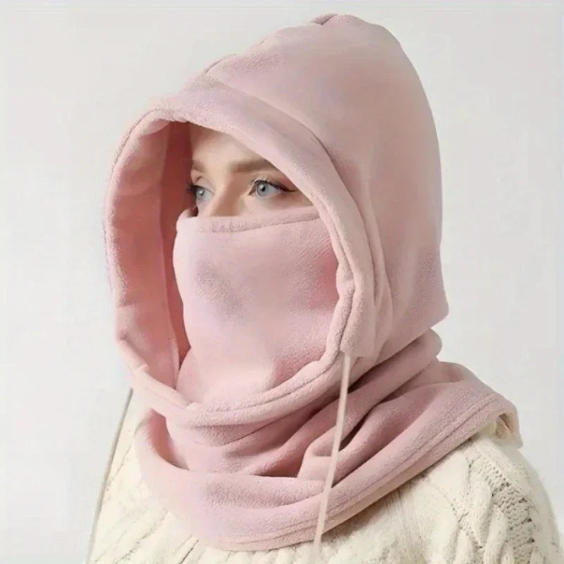 Winter Balaclava Hooded Scarf - Warm Neck Gaiter with Hood for Outdoor Activities, Cycling, Skiing - Black, Pink, Khaki by DarkByteGear