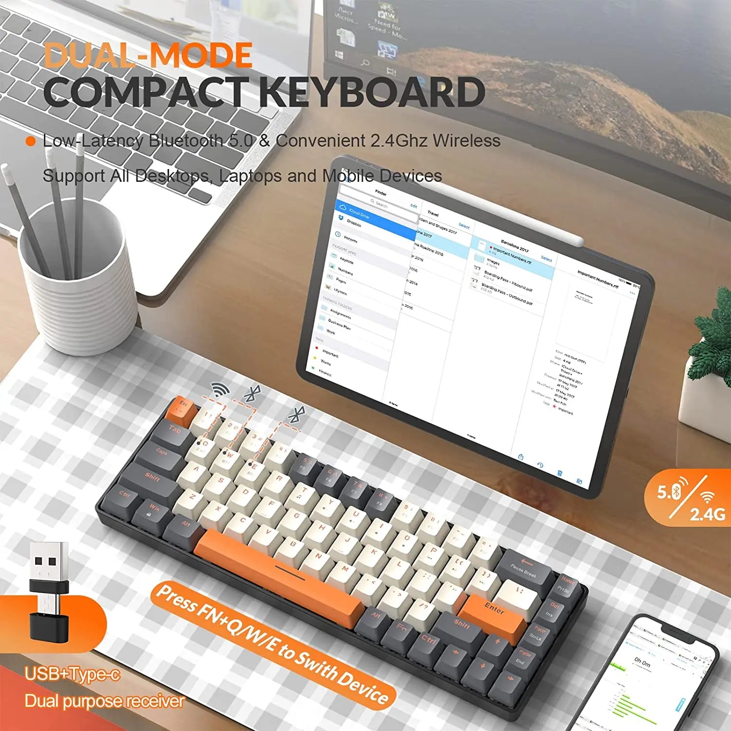 60% Wireless Mechanical Keyboard Bluetooth Dual Mode by DarkByteGear