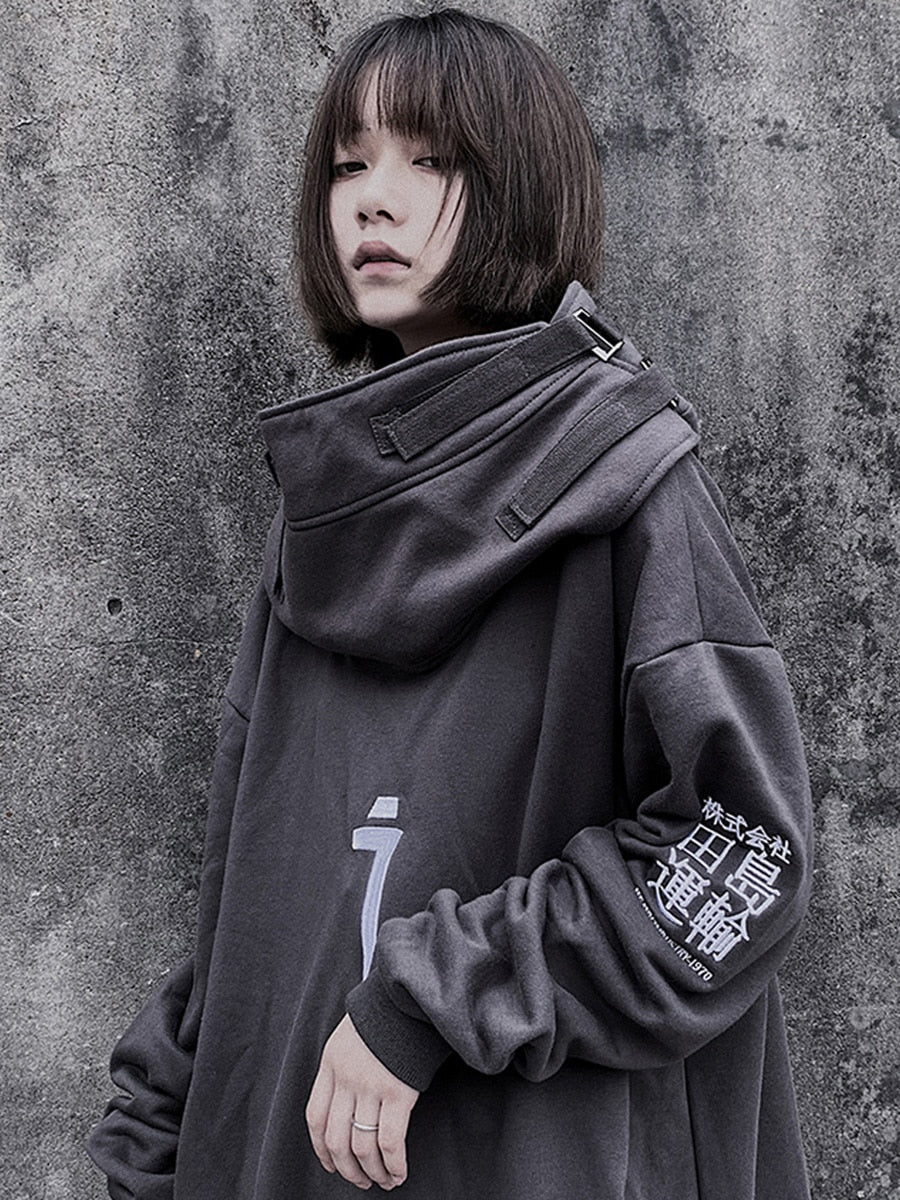 CyberSamurai Autumn Plush Streetwear Techwear Hoodie by DarkByteGear