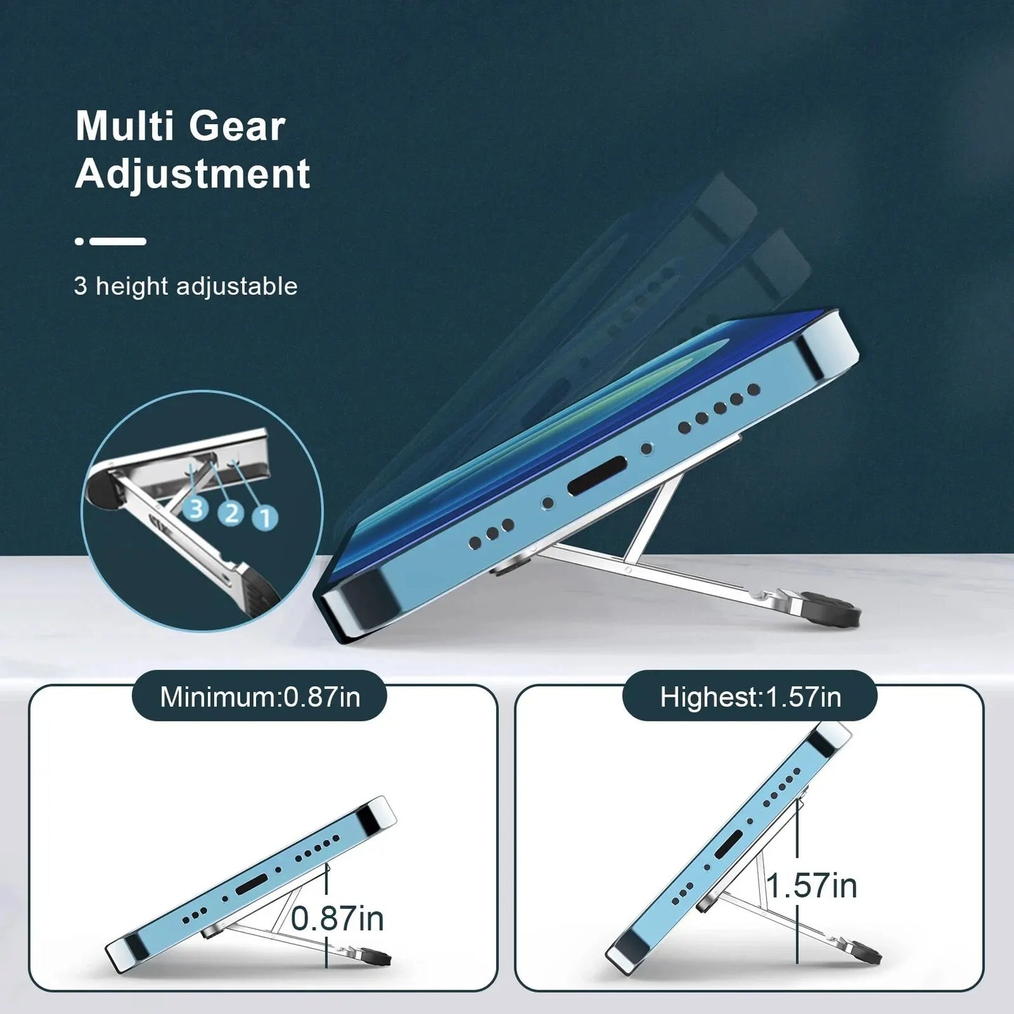 Invisible Folding Zinc Alloy Stand Multiadjustable Mobile Phone Back Stand Tablet Pc Laptop Stand Ultrathin Adhesive Mini Nonsli by DarkByteGear