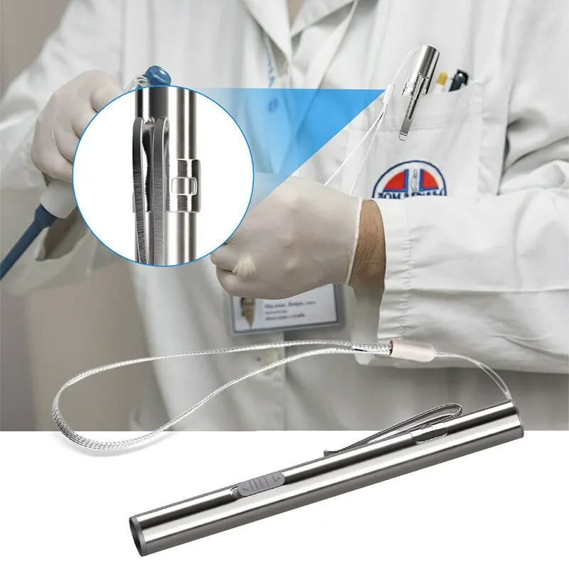 Mini Portable Medical Handy LED Pen Light Flashlight USB Rechargeable Dentist Nurse Torch with Stainless Steel Clip by DarkByteGear