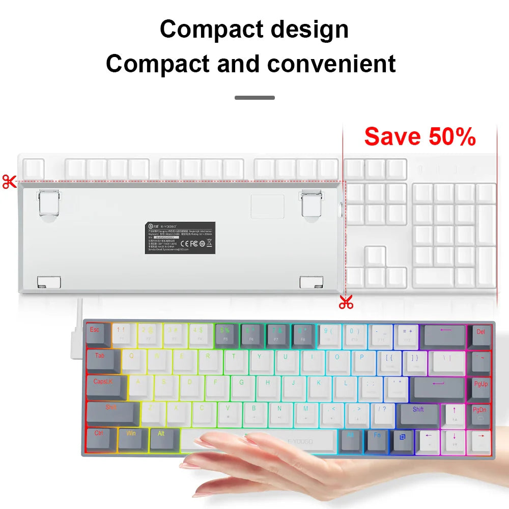 E-YOOSO Z686 RGB USB 60% Mini slim Mechanical Wired Keyboard by DarkByteGear
