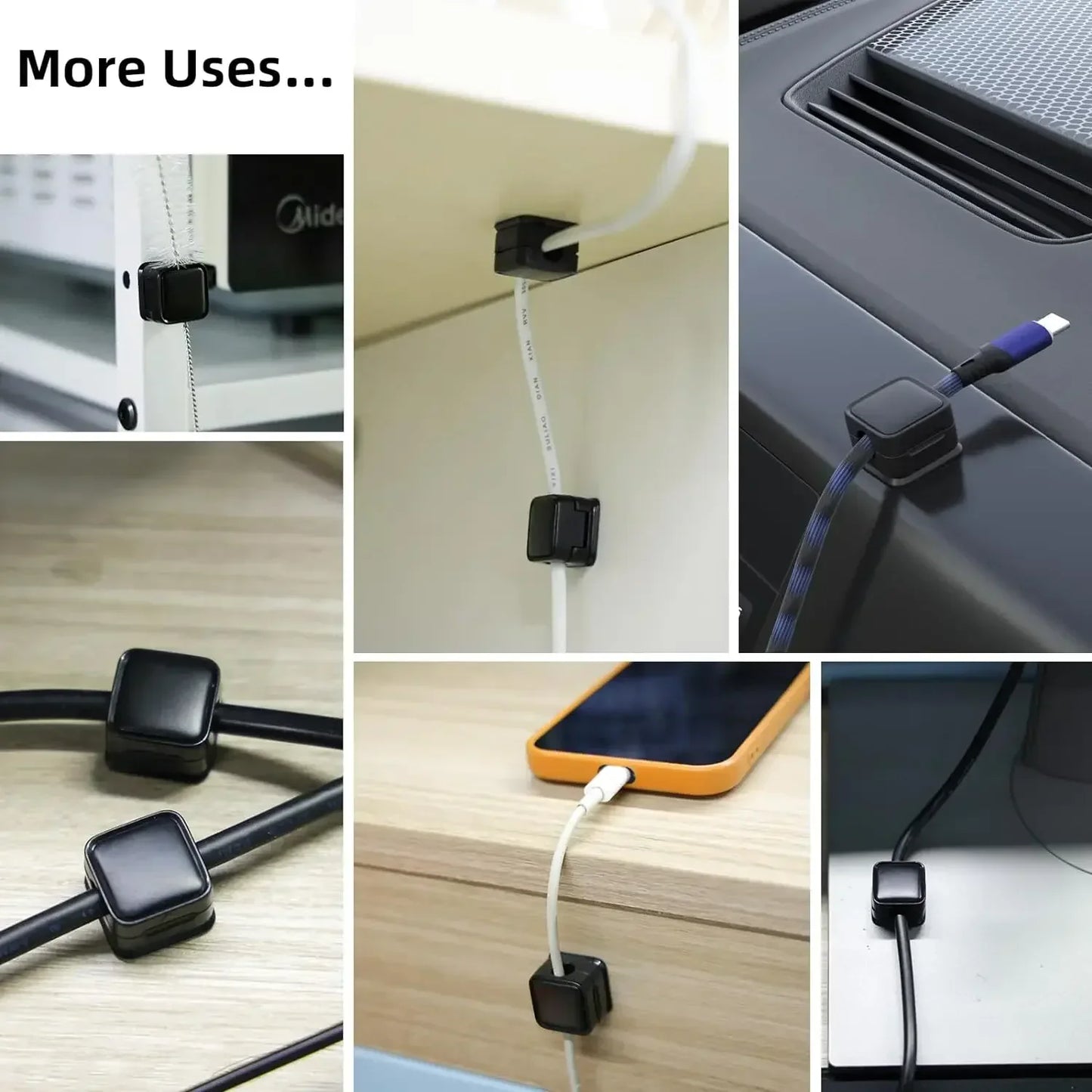 6PCS Magnetic Cable Clips Cable Smooth Adjustable Cord Holder Under Desk Cable Management Wire Keeper Cable Organizer Holder by DarkByteGear