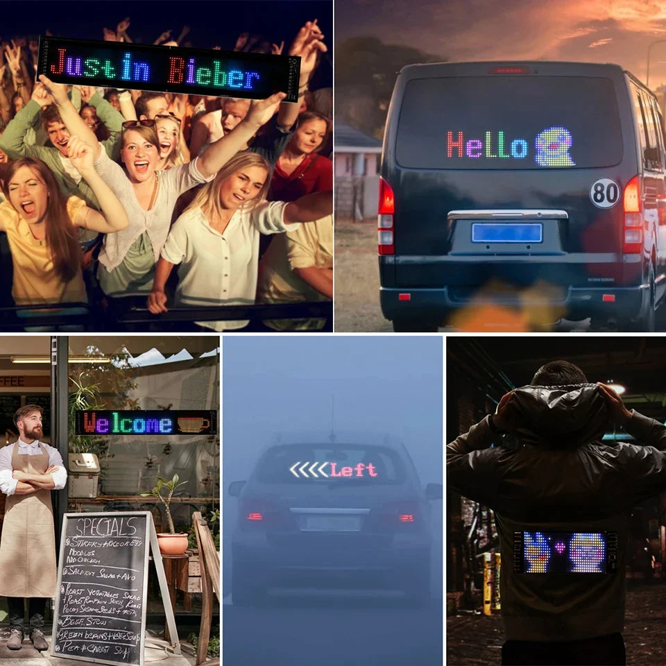 LED Matrix Pixel Panel Display Screen Flexible RGB Car Pattern Graffiti Scrolling Text Animation Shop Reminder Light Bluetooth by DarkByteGear