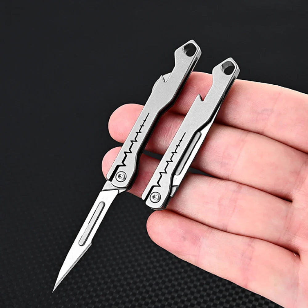 titanium alloy Bottle Opener Scalpel Folding Knife High Hardness Mini Outdoor Survival Camping Portable EDC Tool 10 Blade Free by DarkByteGear