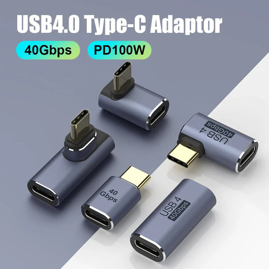 USB 4.0 PD 100W 8K 60Hz Charger Connector for Macbook 40Gbps High Speed USB C OTG U-Shape Straight Angle Male to Female Adapter by DarkByteGear