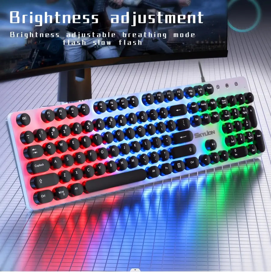SKYLION H300 Wired 104 Keys Membrane Keyboard by DarkByteGear