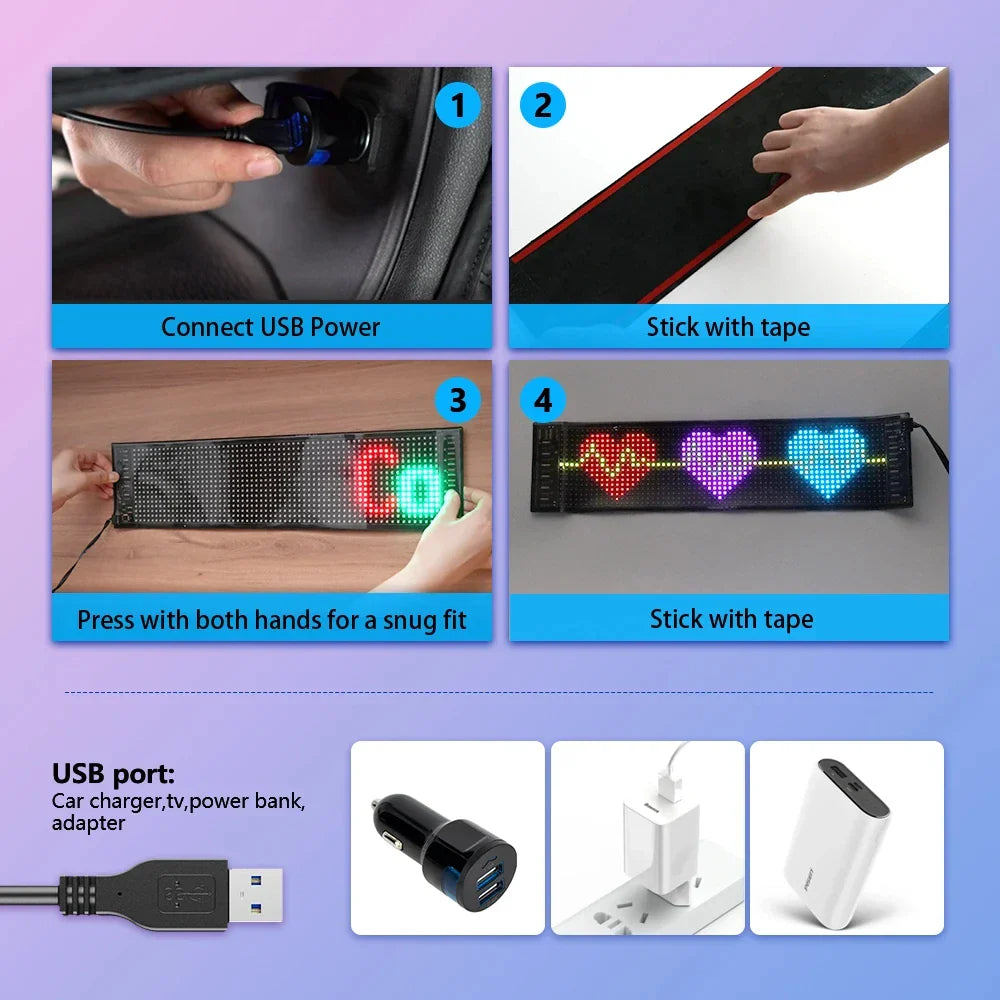 LED Matrix Pixel Panel Display Screen Flexible RGB Car Pattern Graffiti Scrolling Text Animation Shop Reminder Light Bluetooth by DarkByteGear