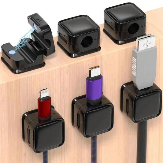 6PCS Magnetic Cable Clips Cable Smooth Adjustable Cord Holder Under Desk Cable Management Wire Keeper Cable Organizer Holder by DarkByteGear