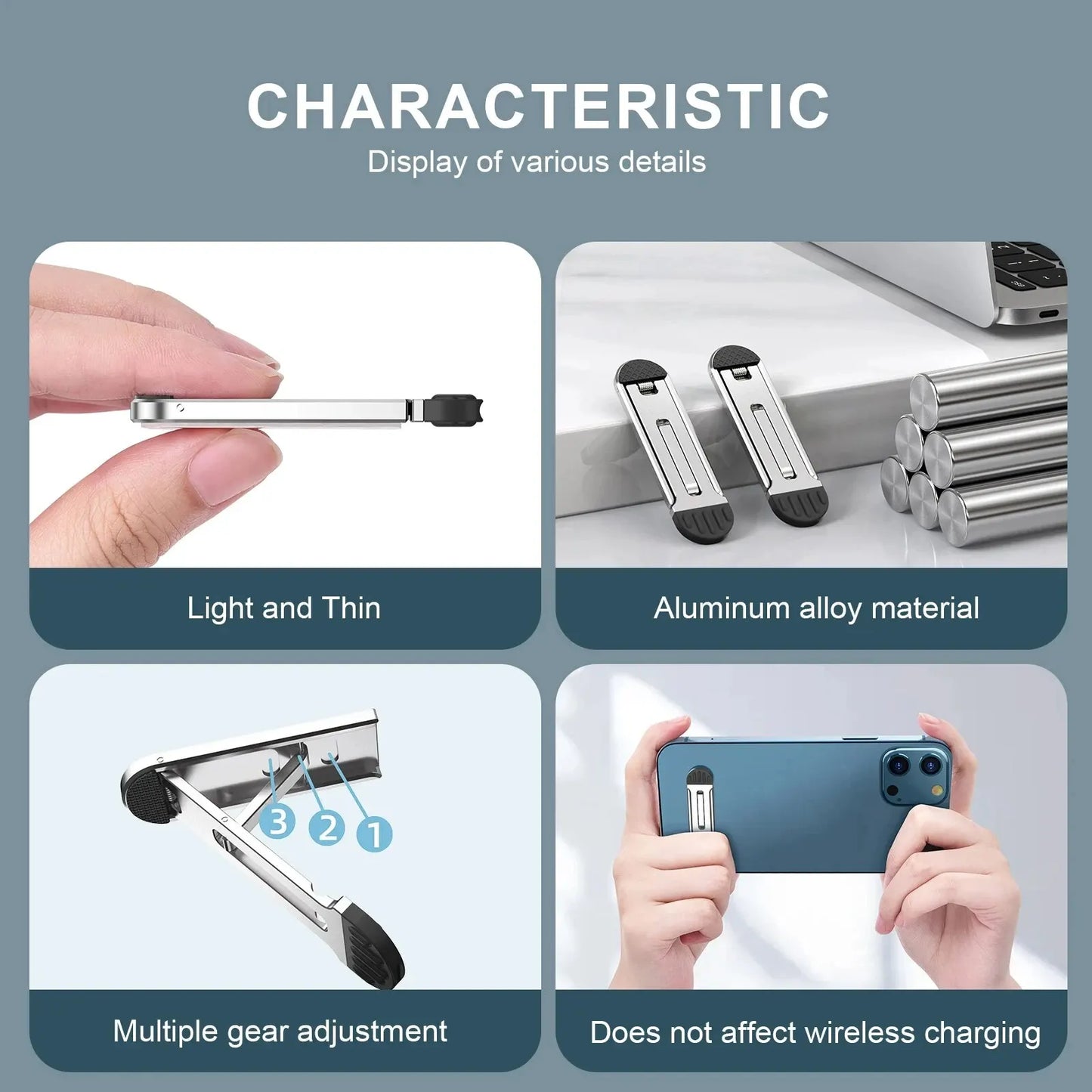 Invisible Folding Zinc Alloy Stand Multiadjustable Mobile Phone Back Stand Tablet Pc Laptop Stand Ultrathin Adhesive Mini Nonsli by DarkByteGear
