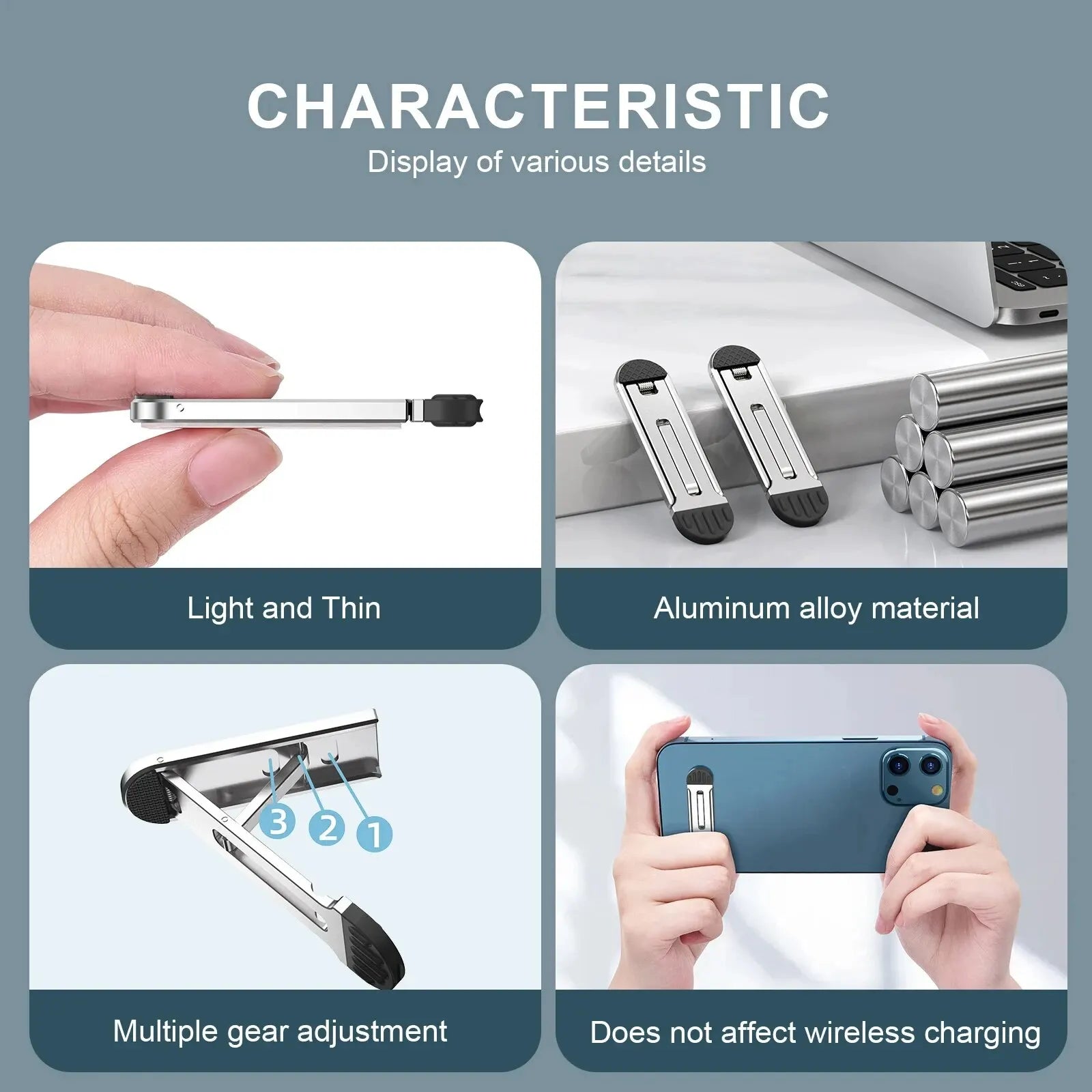 Invisible Folding Zinc Alloy Stand Multiadjustable Mobile Phone Back Stand Tablet Pc Laptop Stand Ultrathin Adhesive Mini Nonsli by DarkByteGear