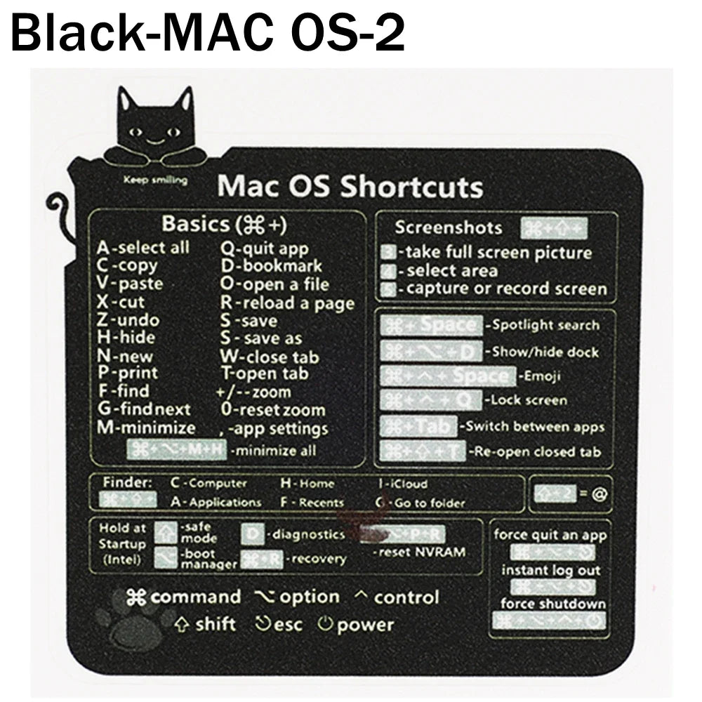 Reference Keyboard Shortcut Stickers Adhesive For PC Laptop Desktop Short Cut Sticker for Apple Mac Chromebook Window Photoshop by DarkByteGear