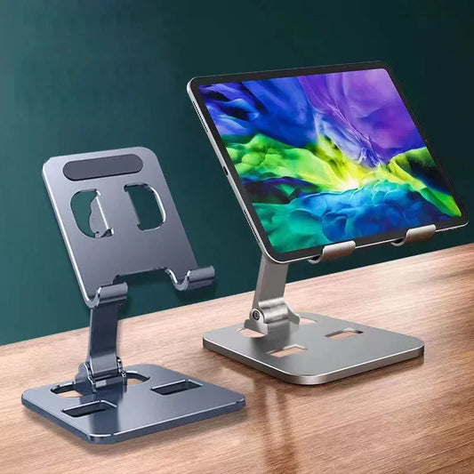 Universal Aluminum Alloy Foldable Desk Phone Holder Mount Stand For iPhone 15 14 Mobile Phone Holder Tablet Desktop Metal Holder by DarkByteGear