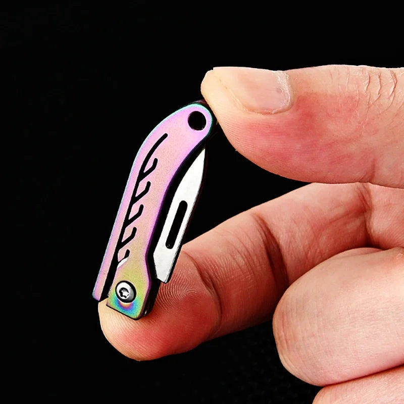 Titanium Alloy Mini Folding Knife for Outdoor Camping EDC Portable Unboxing Sharp Knife with High Hardness D2 Blade by DarkByteGear