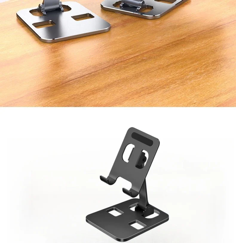 Folding Portable Desktop Metal Mobile Phone Stand Desk Lazy Stand Universal Support Stand for Mobile Phones and Tablets by DarkByteGear