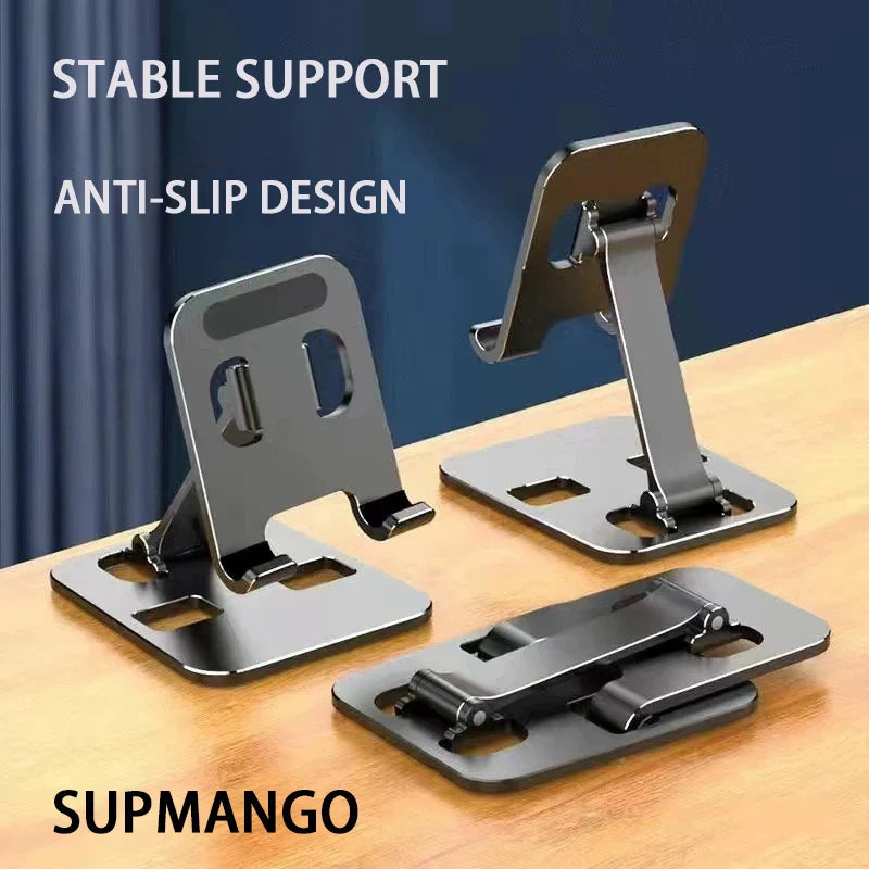 Folding Portable Desktop Metal Mobile Phone Stand Desk Lazy Stand Universal Support Stand for Mobile Phones and Tablets by DarkByteGear