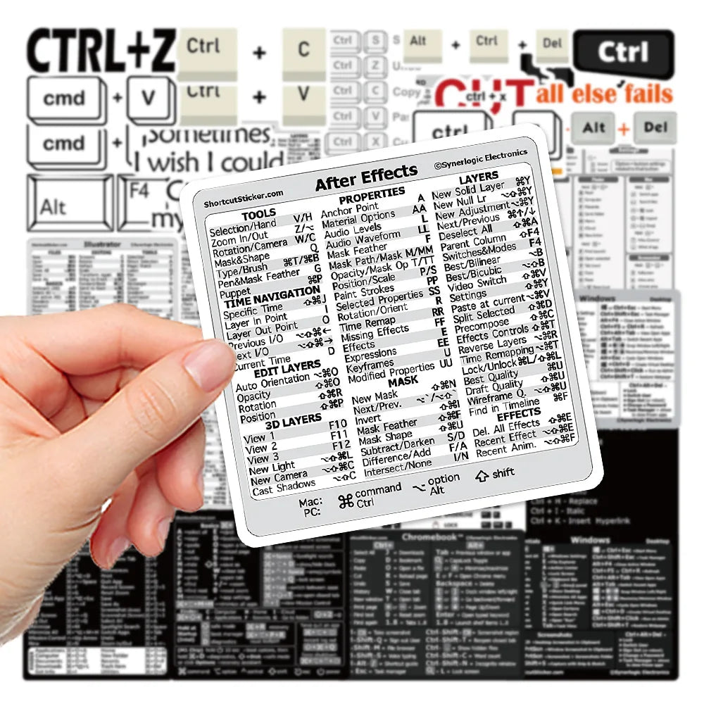 30PCS Shortcut Key Tips Waterproof Computer Sticker DIY Keyboard ipad Laptop And Desktop Student Gift Decoration Toy Sticker by DarkByteGear