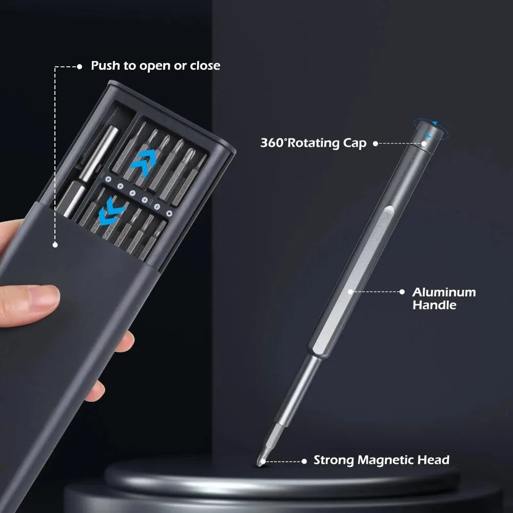 Precision Screwdriver Set 25 in 1 Screw Driver Se Hexagonal Flat Head Magnetic Screwdriver Head for iPhone PC WatchCameraGlasses by DarkByteGear