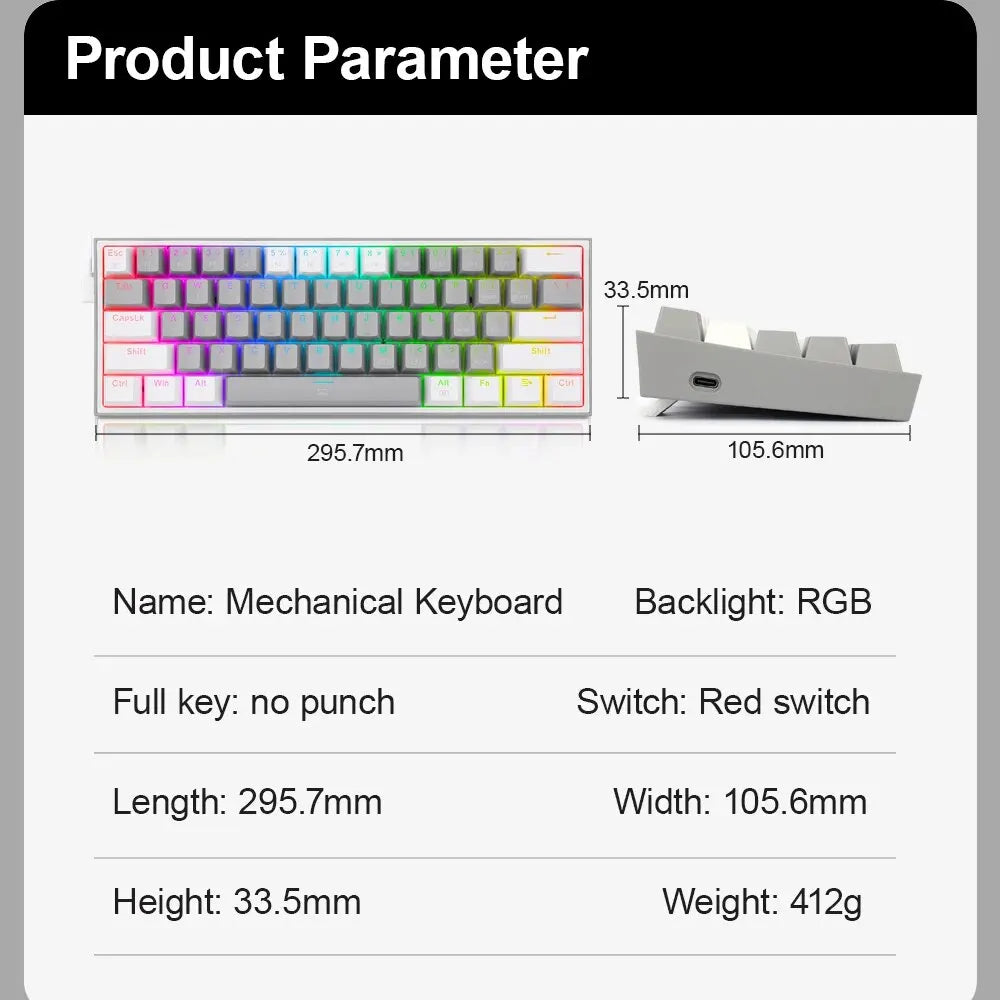 REDRAGON Fizz K617 RGB USB Mini Mechanical Keyboard by DarkByteGear