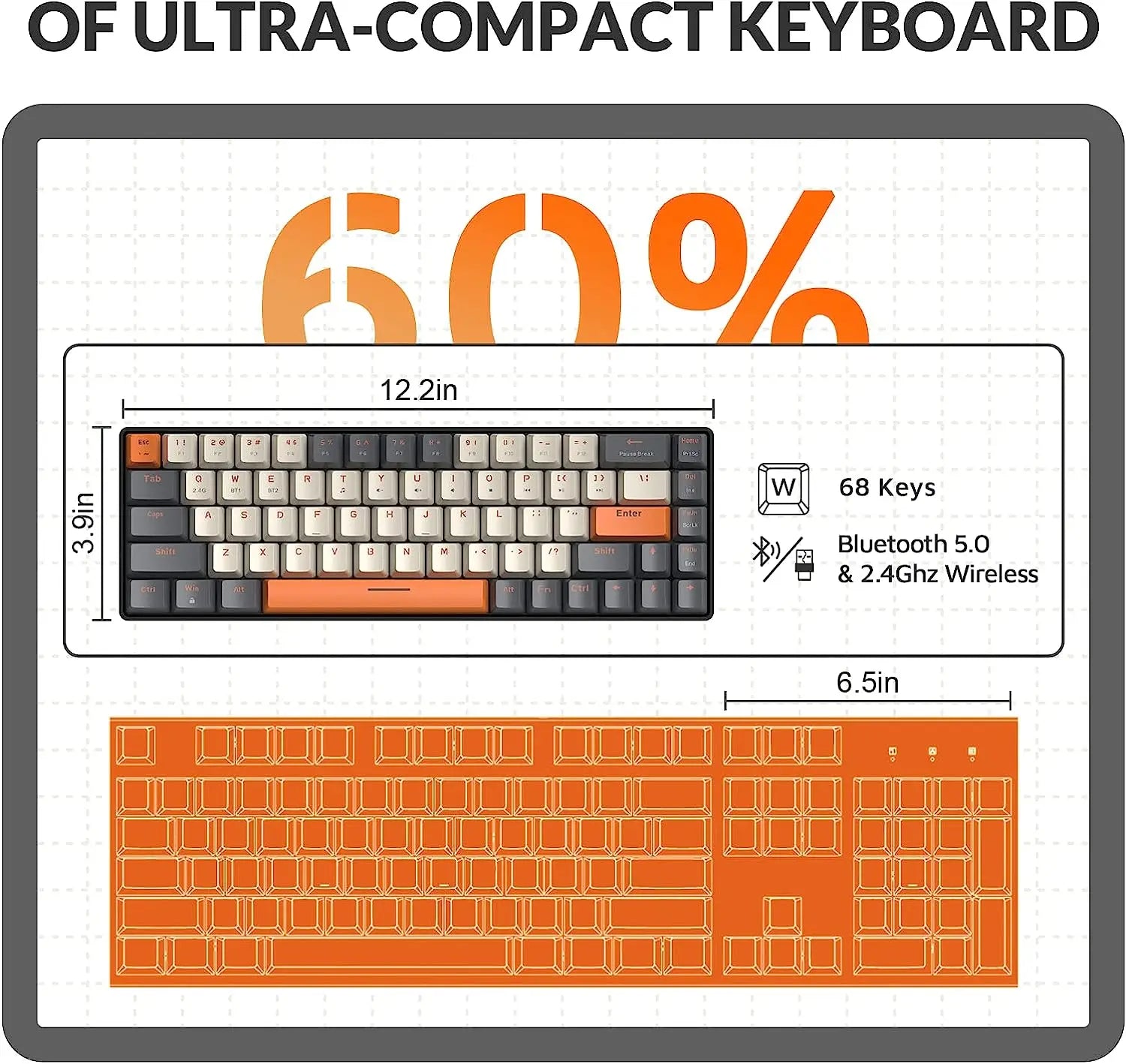 60% Wireless Mechanical Keyboard Bluetooth Dual Mode by DarkByteGear