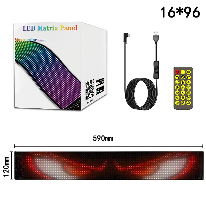 LED Matrix Pixel Panel Display Screen Flexible RGB Car Pattern Graffiti Scrolling Text Animation Shop Reminder Light Bluetooth by DarkByteGear